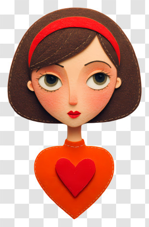 Girl In Love - Girl With Heart Illustration Transparent PNG