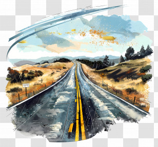 Highway Road - Open Road Through Countryside Transparent PNG