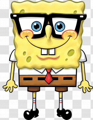 Spongebob - Cartoon Character With Glasses And Tie Transparent PNG