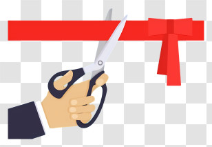 Person Cutting Ribbon - Scissors Cutting Red Ribbon Transparent PNG