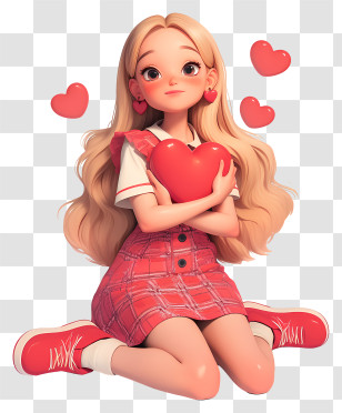 Girl Holding Love Heart - Girl Holding A Heart Transparent PNG