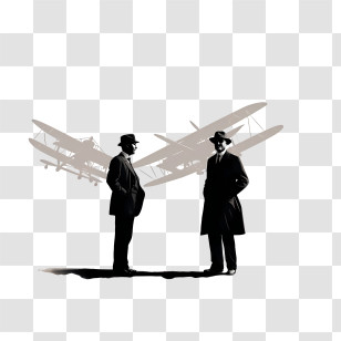 Wright Brothers Day - Silhouetted Men With Vintage Planes Background Transparent PNG