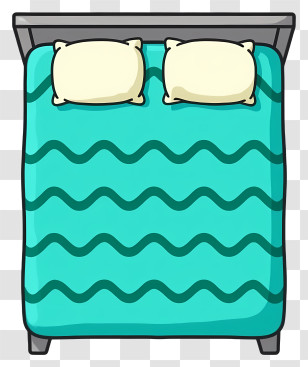 Bed Top View - Double Bed With Blue Blanket Transparent PNG