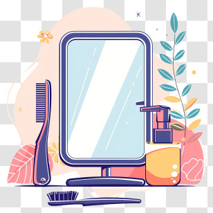 Vanity Mirror - Vanity Mirror With Toiletries Transparent PNG