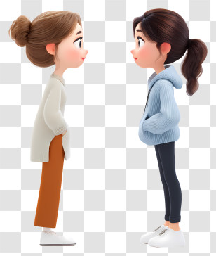 Young Girls Talking Together - Two Women Facing Each Other Transparent PNG