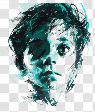 Child - Digital Portrait Sketch With Blue Highlights Transparent PNG