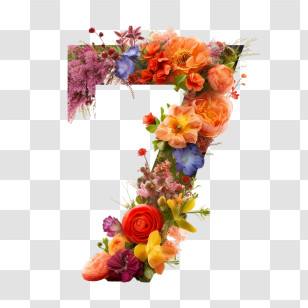Number 7 Flower - Floral Number 7 Transparent PNG