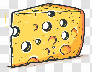 Cheese Wedge - Illustrated Cheese Wedge With Holes Transparent PNG