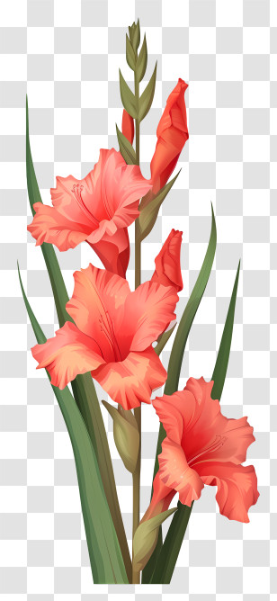 Gladiolus - Beautiful Red Gladiolus Flower Arrangement Transparent PNG