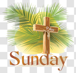 Palm Sunday - Palm Sunday Cross With Leaves Illustration Transparent PNG