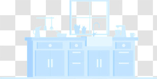 Kitchen Sink - Blue Kitchen Interior Transparent PNG