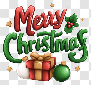 Christmas Word - Merry Christmas Holiday Illustration Transparent PNG