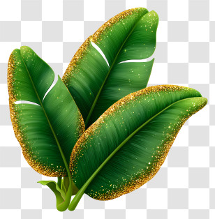Glittery Banana Leaf - Glittery Green Leaves Illustration Transparent PNG