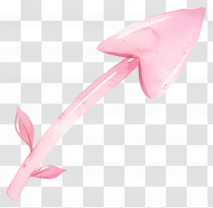 Pink Curved Arrow - Pink Decorative Arrow With Leaves Transparent PNG