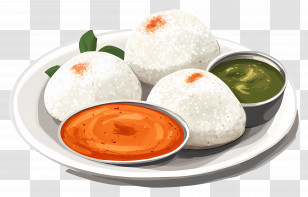 Idli - Traditional Indian Idli With Chutney Transparent PNG