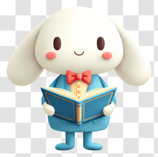 Cinnamoroll With Book - White Bunny With Book In Cute Cartoon Style Transparent PNG