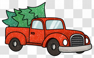 Christmas Truck - Red Truck With Christmas Tree Transparent PNG