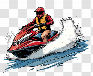 Jet Ski - Man Riding A Jet Ski On Splashy Waters Transparent PNG