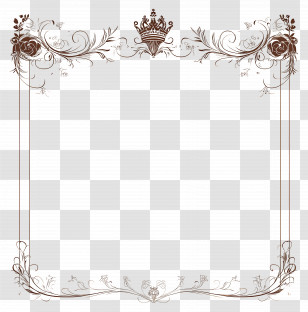 Wedding Border - Ornate Floral Frame With Crown Design Transparent PNG