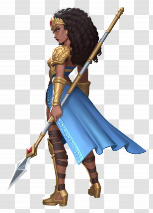 Nubia - Warrior Character Holding A Spear Transparent PNG