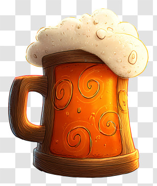 Cartoon Beer Mug - Foamy Wooden Beer Mug Illustration Transparent PNG