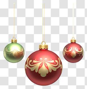 Hanging Ornaments - Elegant Christmas Tree Ornaments In Festive Colors Transparent PNG