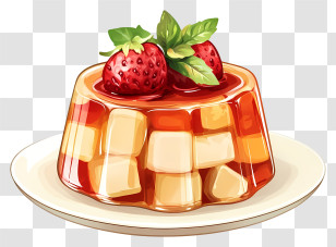 Gelatin Dessert - Jelly Dessert With Strawberries Transparent PNG