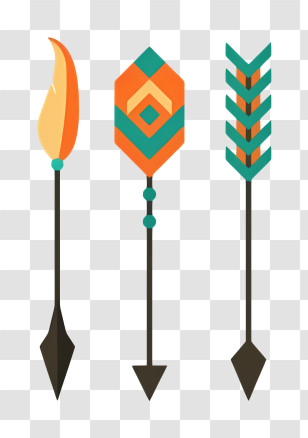 Arrow - Tribal Decorative Arrows With Feathers And Beads Transparent PNG