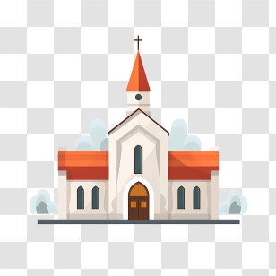 Church - Church Building With Red Roof Transparent PNG