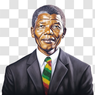 Nelson Mandela - Portrait In Suit With Colorful Tie Transparent PNG