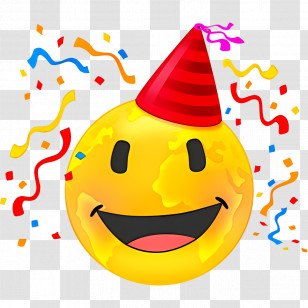 World Emoji Day - Party Emoji With Hat And Confetti Transparent PNG
