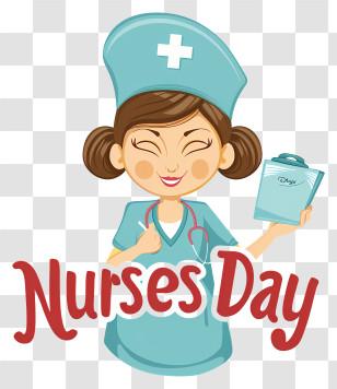 Nurses Day - Nurses Day Artwork With Cartoon Nurse And Celebration Theme Transparent PNG