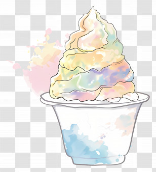 Shaved Ice - Colorful Ice Cream Swirl In A Cup Transparent PNG