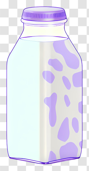 Glass Jar - Milk Bottle With Purple Design Transparent PNG