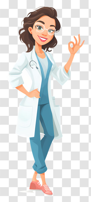 Cheerful Doctor - Smiling Female Doctor Cartoon Transparent PNG