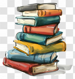 Book Pile - Stack Of Colorful Books In Illustrated Style Transparent PNG