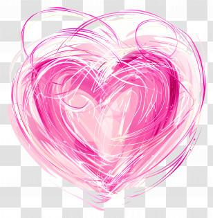 Pink Heart - Pink Scribbled Heart For Love Concept Transparent PNG