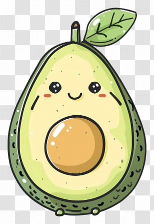 Avocado - Cute Cartoon Avocado With Happy Face Transparent PNG