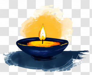 Deepawali Diya - Lit Oil Lamp In Artistic Style Transparent PNG