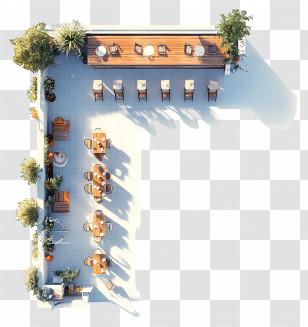 Rooftop Bar Topview - Outdoor Cafe With Tables And Chairs Transparent PNG