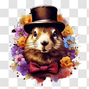 Groundhog Day - Cute Animal With Top Hat Transparent PNG