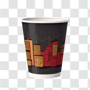 Paper Cup - Paper Cup With Urban Skyline Design Transparent PNG