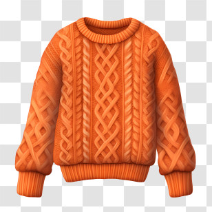 Christmas Sweater - Cozy Orange Knitted Sweater With Intricate Patterns Transparent PNG