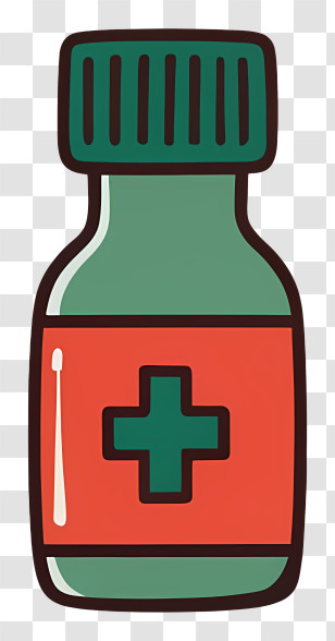 Glass Bottle - Green Medicine Bottle With Cross For Healthcare Transparent PNG
