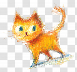 Cat Walking - Cute Orange Cat Sketch Transparent PNG