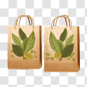Kraft Paper Bag - Eco-Friendly Paper Bags With Leaf Design Transparent PNG