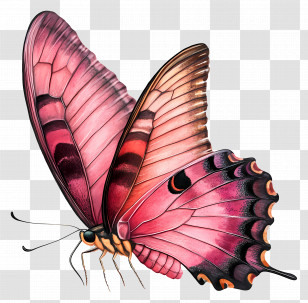 Butterfly Flying - Pink Watercolor Butterfly Transparent PNG