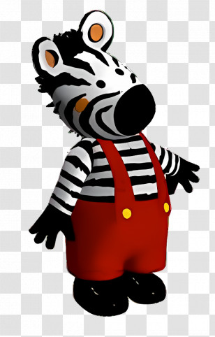 Zigby - Adorable Zebra In Red Overalls Cartoon Transparent PNG