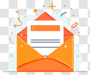 Open Letter - Orange Envelope With Letter Illustration Transparent PNG