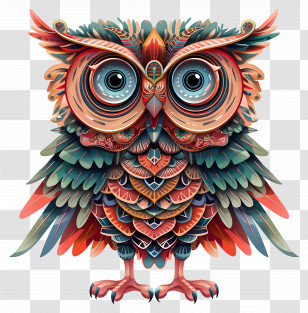 Cartoon Owl - Colorful Artistic Owl Transparent PNG